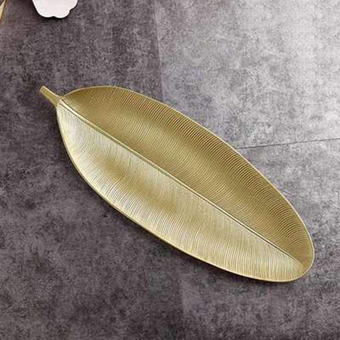 Golden Tray Leaf Shape 40cm