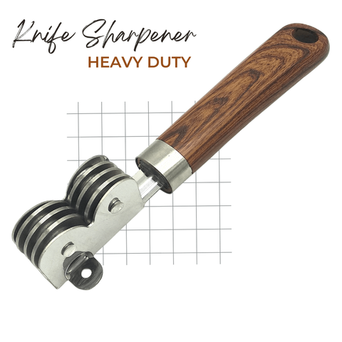 Steel Heavy Duty Knife Sharpener Wood Handle