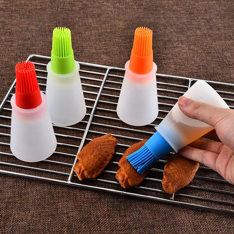 Portable Silicone Oil Bottle With Brush For Baking BBQ