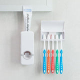 Plastic Tooth Brush Holder Automatic Toothpaste Dispenser Wall Mount