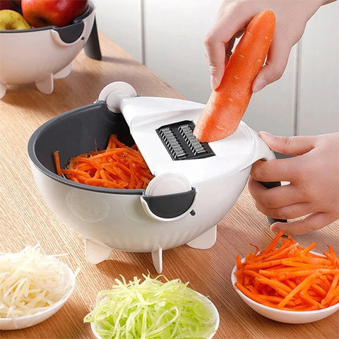 Plastic 9 in 1 Double-Layer Vegetables Cutter Shredder Grater Slicer with Drain Basket