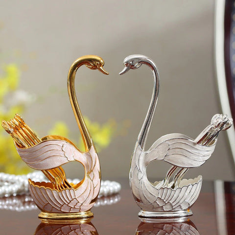 Stainless Steel Fancy Duck Tea Spoon with Stand 1 Set