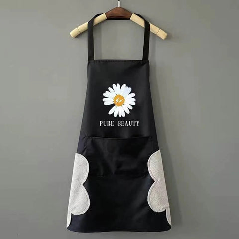 Oil/Water Proof Cooking Apron with Wipe Hands Towel On Both Sides in