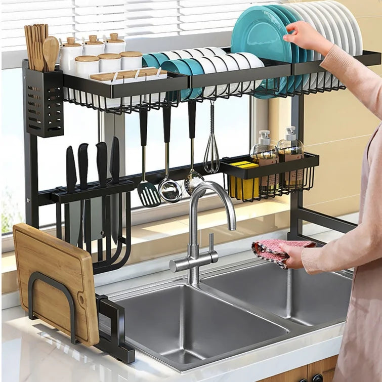 Over the sink dish rack for tall faucet sale