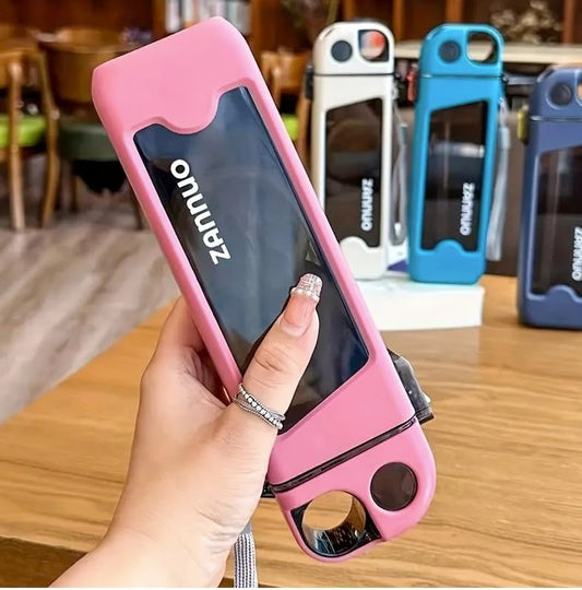 Double-layer Square Plastic Water Bottle With Straw 350ML