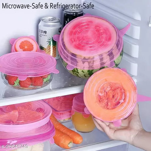 6 Pcs/ Set Silicone Stretch Lids Reusable Airtight