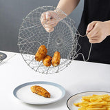 Foldable Steam Rinse Strain Stainless Steel Folding Frying Basket Colander Sieve Mesh Strainer