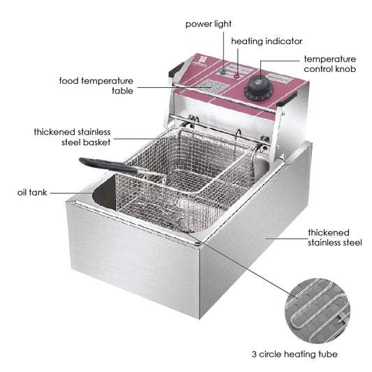 Hoffmans Electric Stainless Steel 6L Deep Fryer