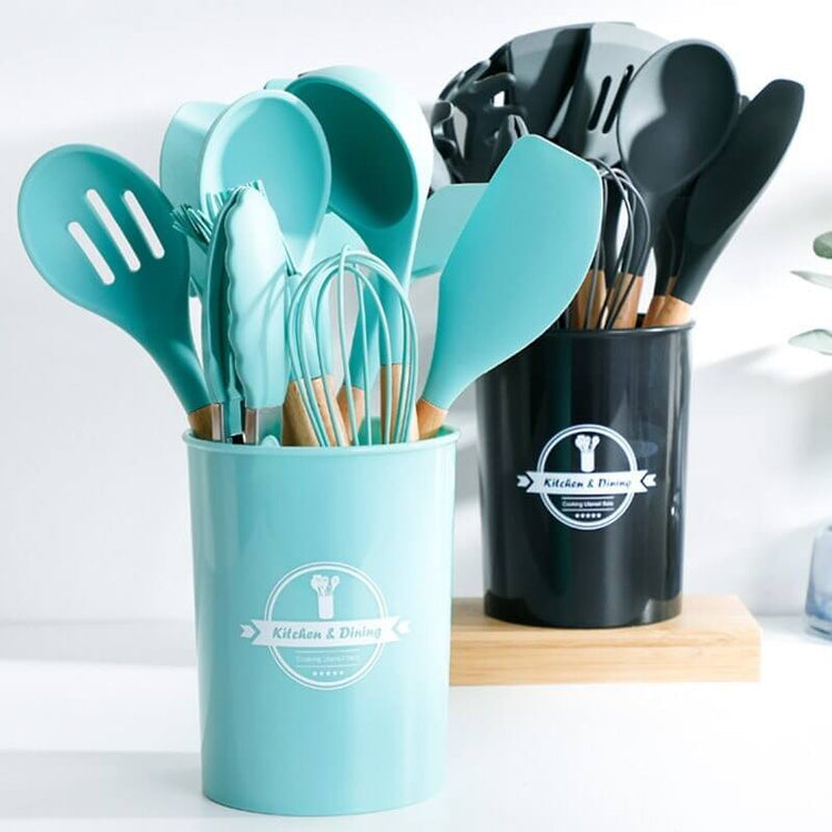 Silicone Non Stick Cooking Spoon Set 12pc in Random Color umodspk