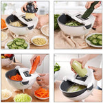 Plastic 9 in 1 Double-Layer Vegetables Cutter Shredder Grater Slicer with Drain Basket