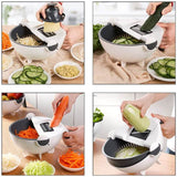 Plastic 9 in 1 Double-Layer Vegetables Cutter Shredder Grater Slicer with Drain Basket