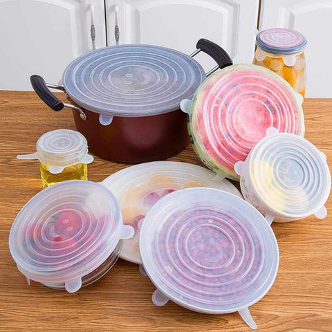 6 Pcs/ Set Silicone Stretch Lids Reusable Airtight