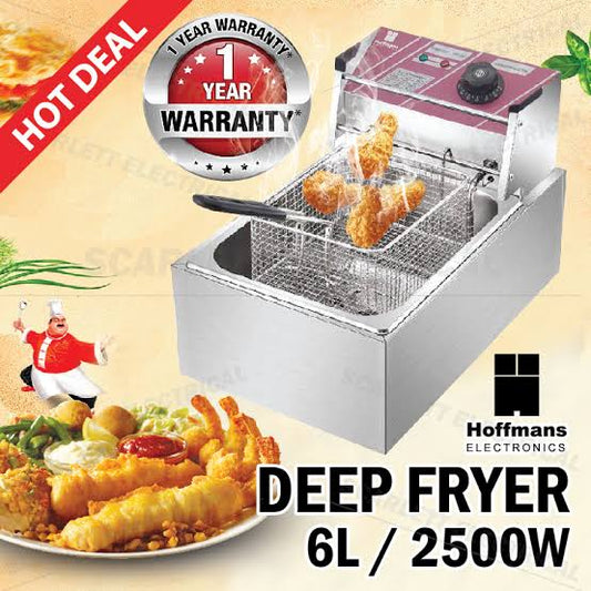 Hoffmans Electric Stainless Steel 6L Deep Fryer