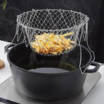 Foldable Steam Rinse Strain Stainless Steel Folding Frying Basket Colander Sieve Mesh Strainer